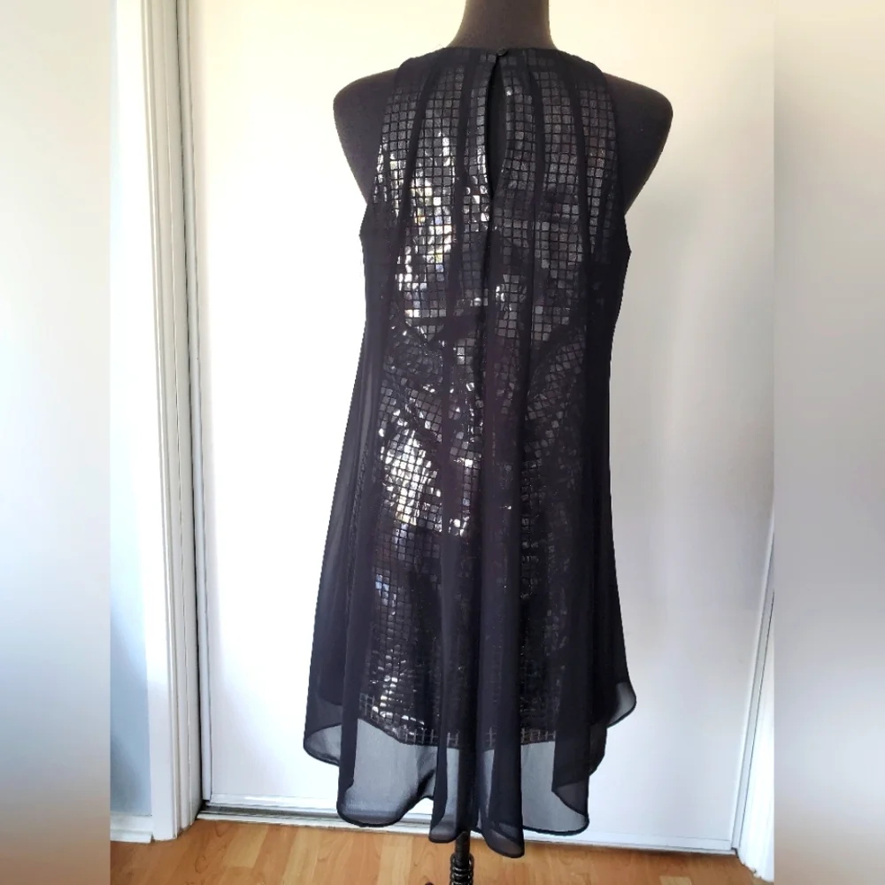 Sangria Black and Silver Shift Cocktail Dress - Picture 3 of 4